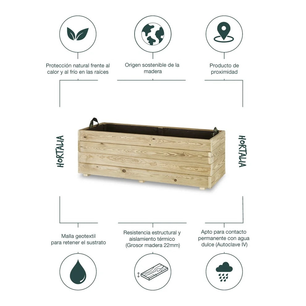 Maceta Jardinera Madera GHIO. 170L