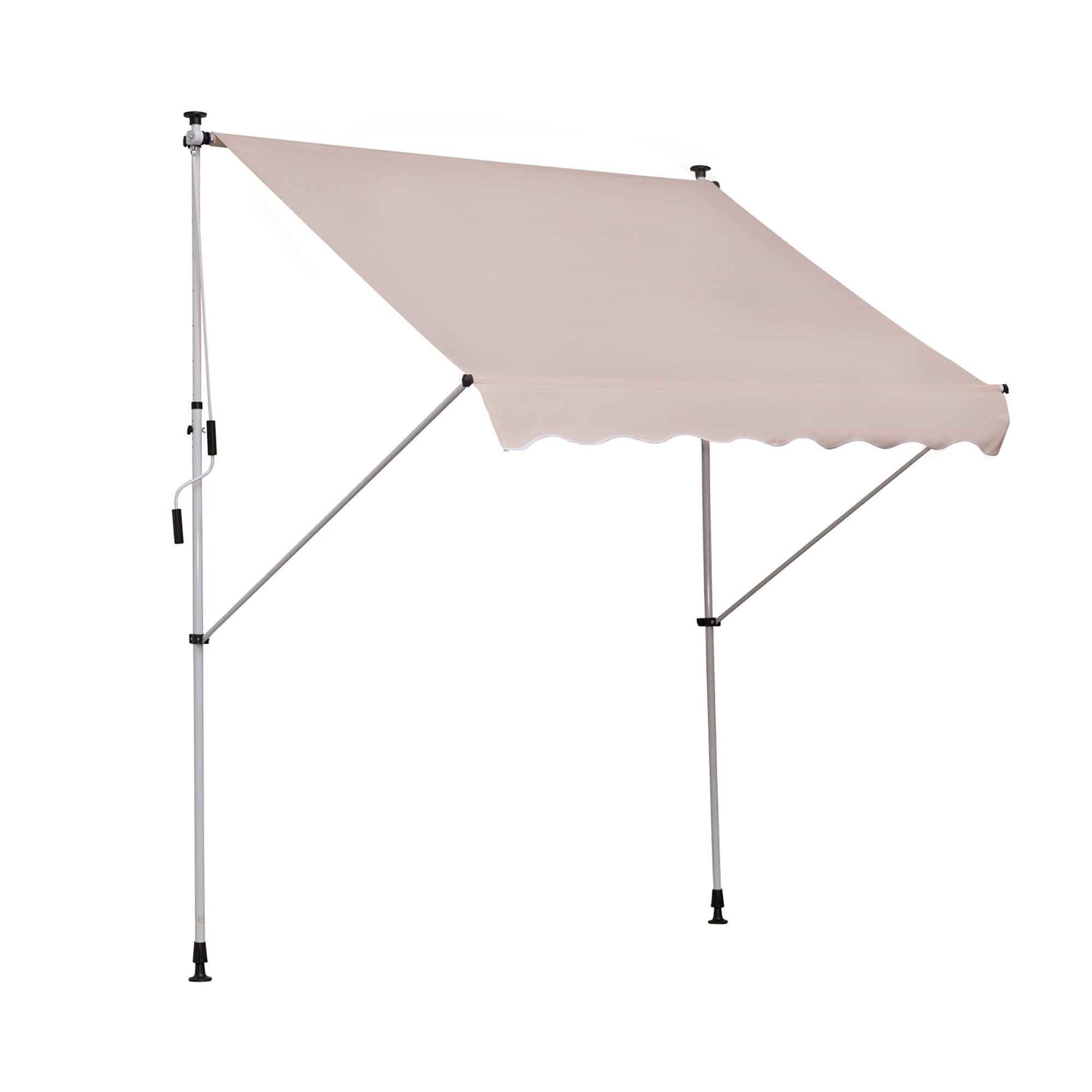 Outsunny Toldo Manual Retráctil Toldo para Balcón con Altura Ajustable Manivela y Protección Solar para Terraza Jardín Beige