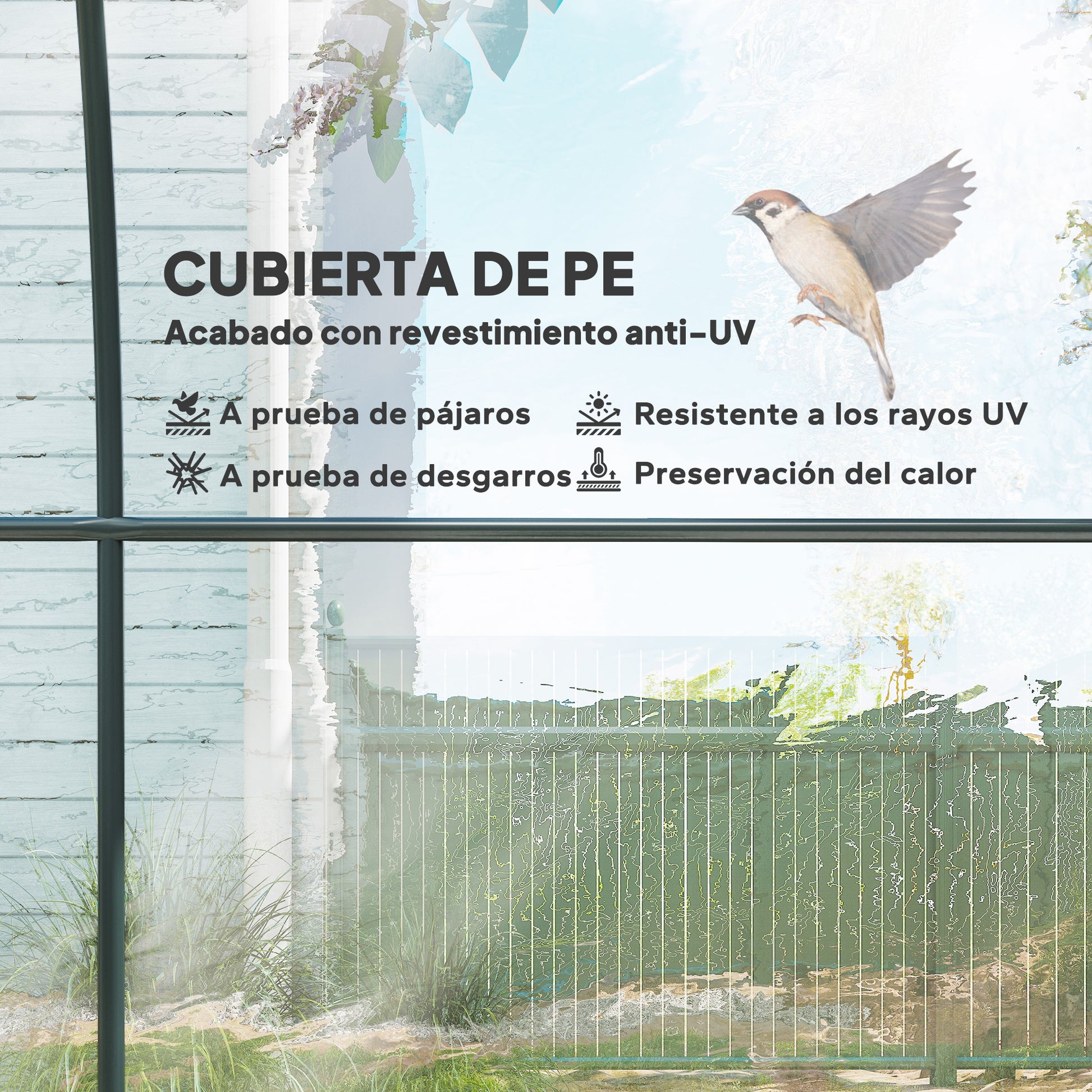 Outsunny Invernadero de Exterior 3x2x2 m, Invernadero de Túnel con Puerta Enrollable, 2 Ventanas de Malla, Cubierta de Plástico y Marco de Acero, Anti-UV, para Cultivos, Plantas, Flores, Transparente
