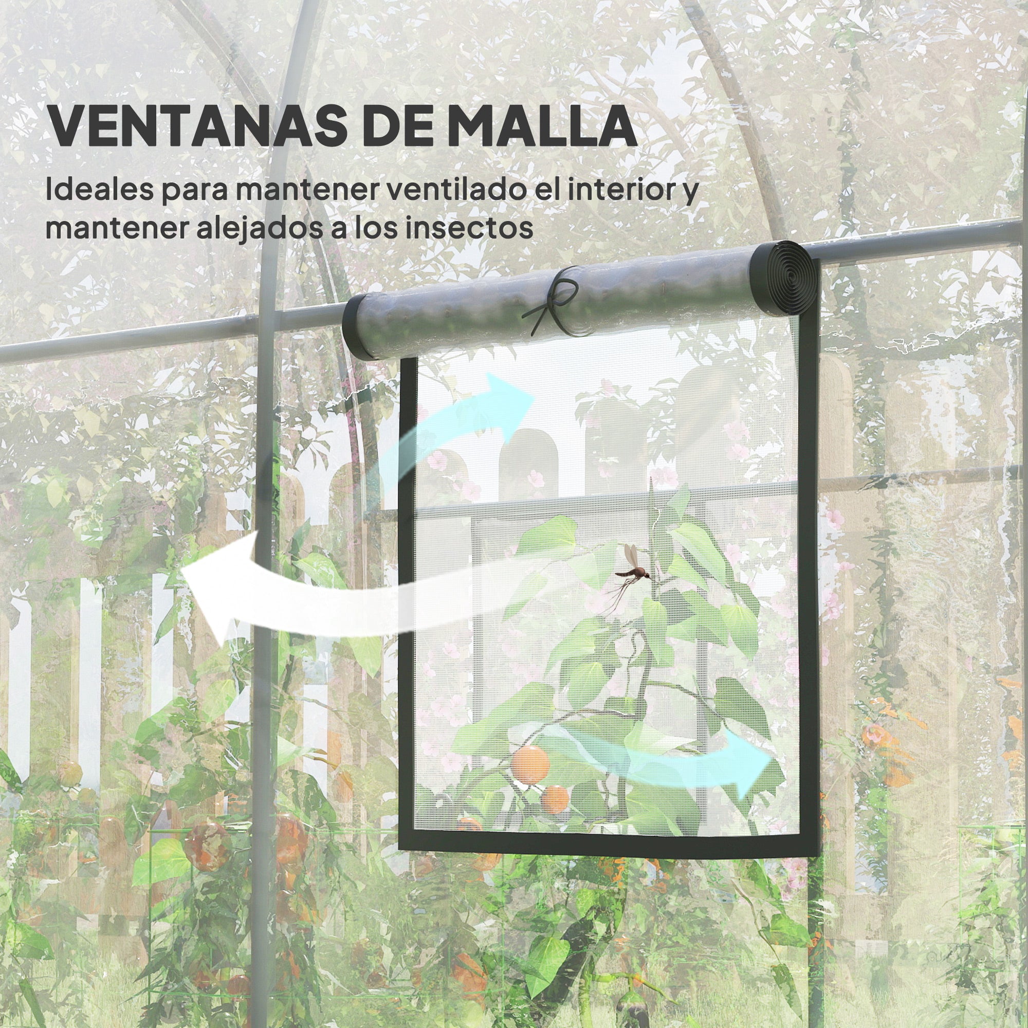 Outsunny Invernadero de Exterior 3x2x2 m, Invernadero de Túnel con Puerta Enrollable, 2 Ventanas de Malla, Cubierta de Plástico y Marco de Acero, Anti-UV, para Cultivos, Plantas, Flores, Transparente