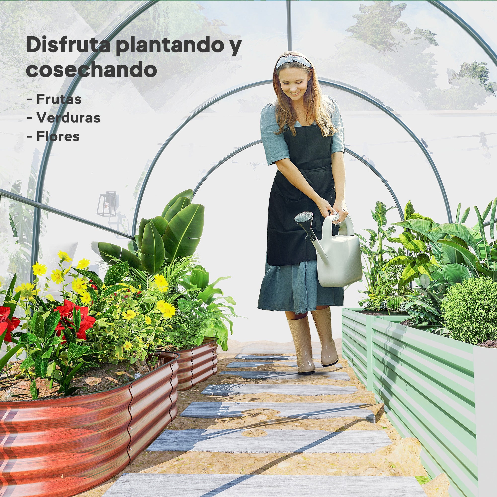 Outsunny Invernadero de Exterior 3x2x2 m, Invernadero de Túnel con Puerta Enrollable, 2 Ventanas de Malla, Cubierta de Plástico y Marco de Acero, Anti-UV, para Cultivos, Plantas, Flores, Transparente