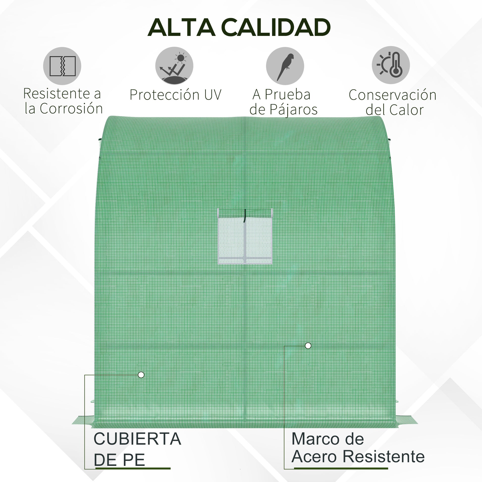 Outsunny Invernadero Pequeño de Pared Invernadero de Exterior con Ventanas Estantes de 3 Niveles y Marco de Acero Invernadero para Cultivar Plantas Flores 200x100x215 cm Verde