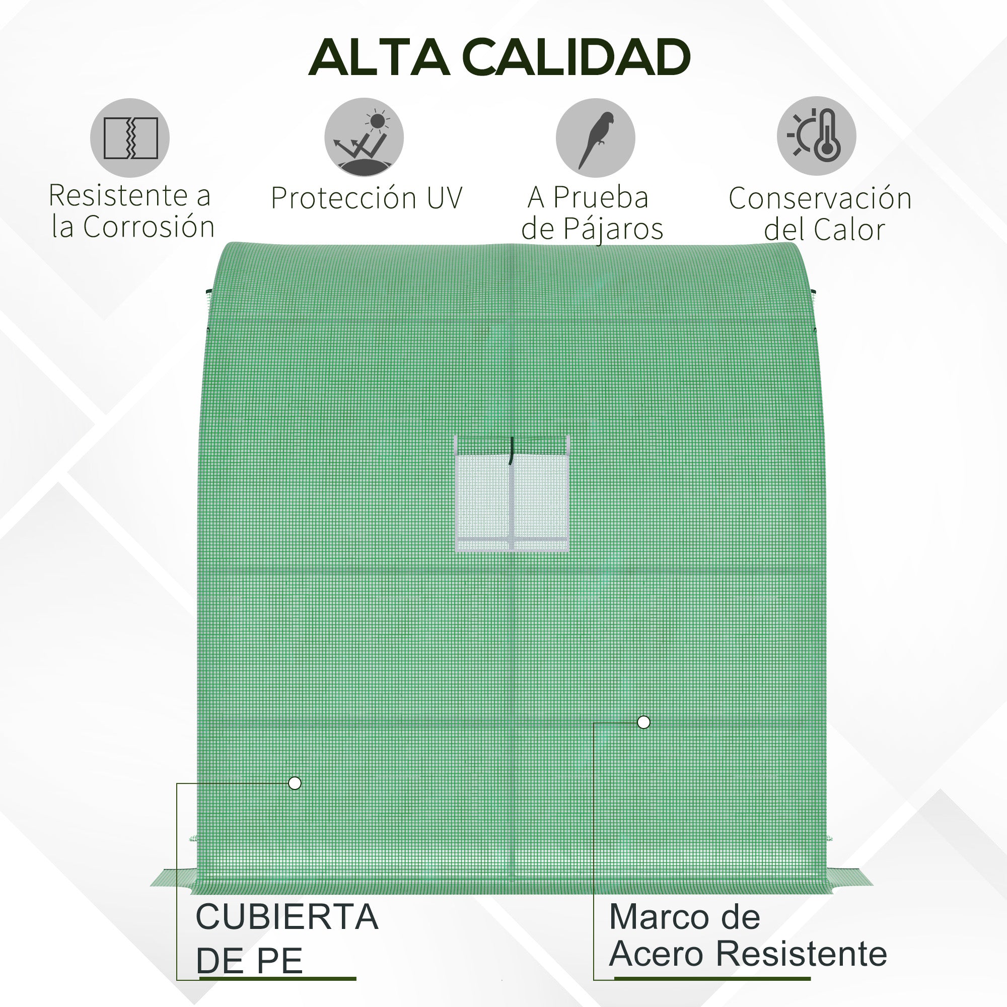 Outsunny Invernadero Pequeño de Pared Invernadero de Exterior con Ventanas Estantes de 3 Niveles y Marco de Acero Invernadero para Cultivar Plantas Flores 200x100x215 cm Verde