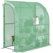 Outsunny Invernadero Pequeño de Pared Invernadero de Exterior con Ventanas Estantes de 3 Niveles y Marco de Acero Invernadero para Cultivar Plantas Flores 200x100x215 cm Verde