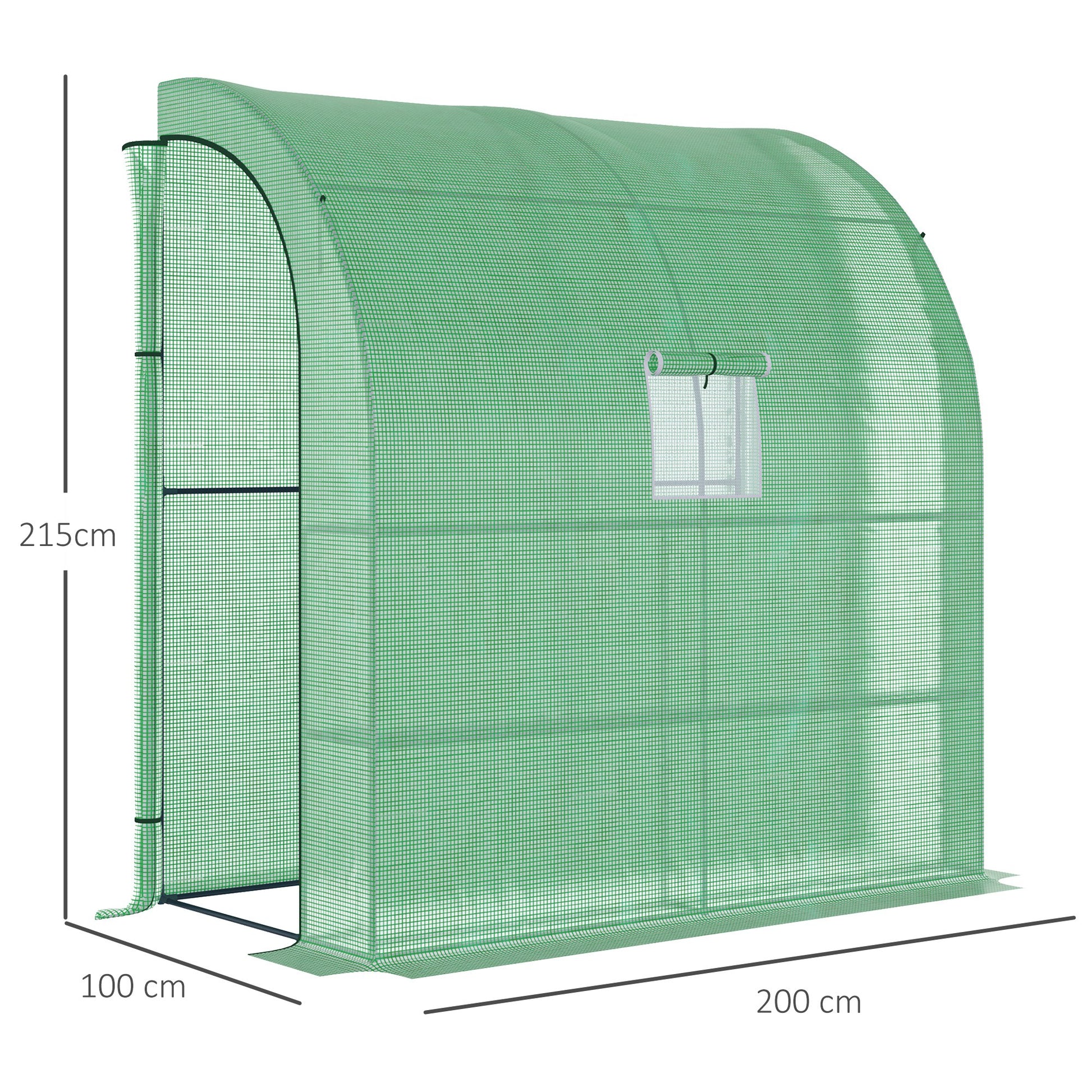 Outsunny Invernadero Pequeño de Pared Invernadero de Exterior con Ventanas Estantes de 3 Niveles y Marco de Acero Invernadero para Cultivar Plantas Flores 200x100x215 cm Verde