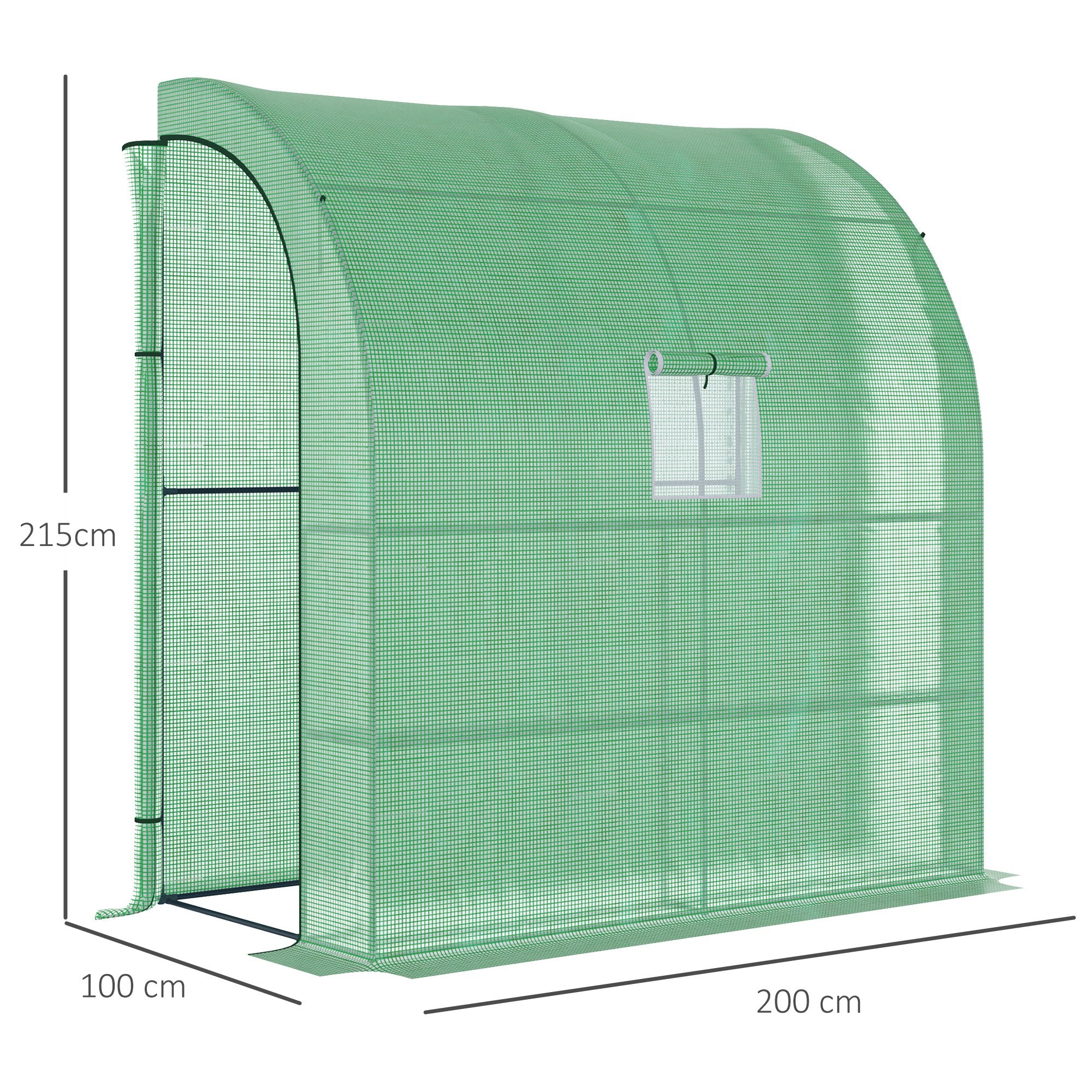 Outsunny Invernadero Pequeño de Pared Invernadero de Exterior con Ventanas Estantes de 3 Niveles y Marco de Acero Invernadero para Cultivar Plantas Flores 200x100x215 cm Verde