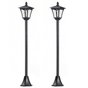 Outsunny Conjunto de 2 Farolas Solares Luces Solares para Jardín con Panel Solar Encendido Automático Impermeable IP44 para Terraza Patio 18x18x160 cm Negro