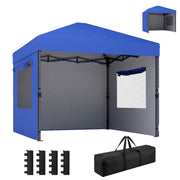 Outsunny Carpa Plegable 3x3 m, Pop-up, Cenador Pabellón de Jardín con 3 Paredes Laterales, 2 Ventanas Malla, UPF50+, Altura Ajustable 3 Niveles, Bolsa Transporte, Sacos Arena, Gazebo Exterior, Azul
