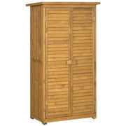 Outsunny Cobertizo de Madera Caseta de Madera 0,31 m² 87x46,5x160 cm Armario Exterior de Madera con 2 Puertas y 2 Estantes Interior para Patio Terraza Natural