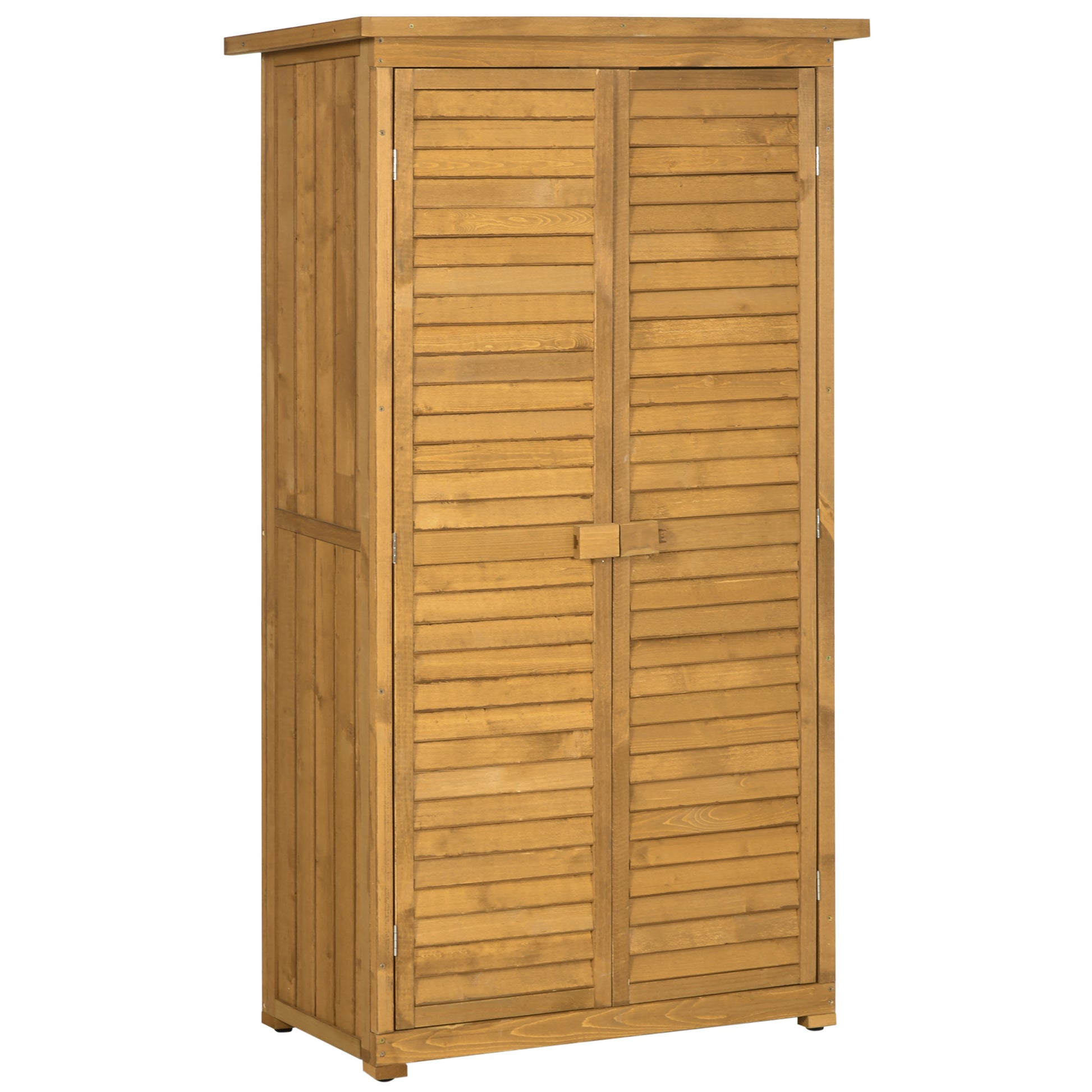 Outsunny Cobertizo de Madera Caseta de Madera 0,31 m² 87x46,5x160 cm Armario Exterior de Madera con 2 Puertas y 2 Estantes Interior para Patio Terraza Natural