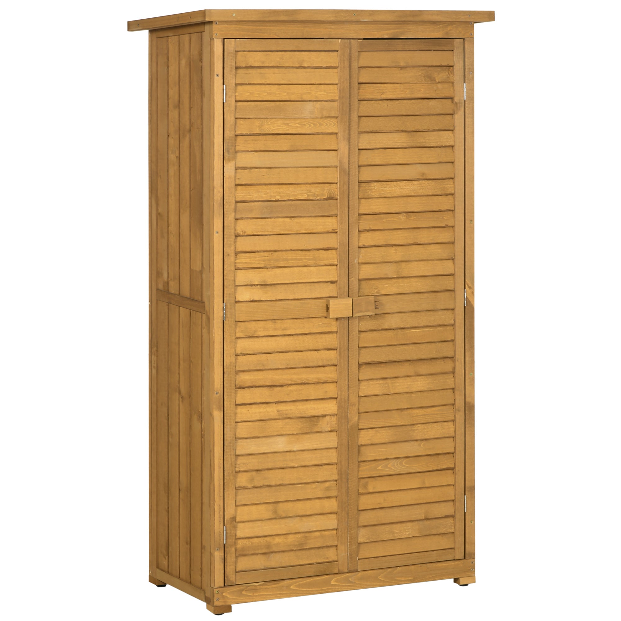 Outsunny Cobertizo de Madera Caseta de Madera 0,31 m² 87x46,5x160 cm Armario Exterior de Madera con 2 Puertas y 2 Estantes Interior para Patio Terraza Natural