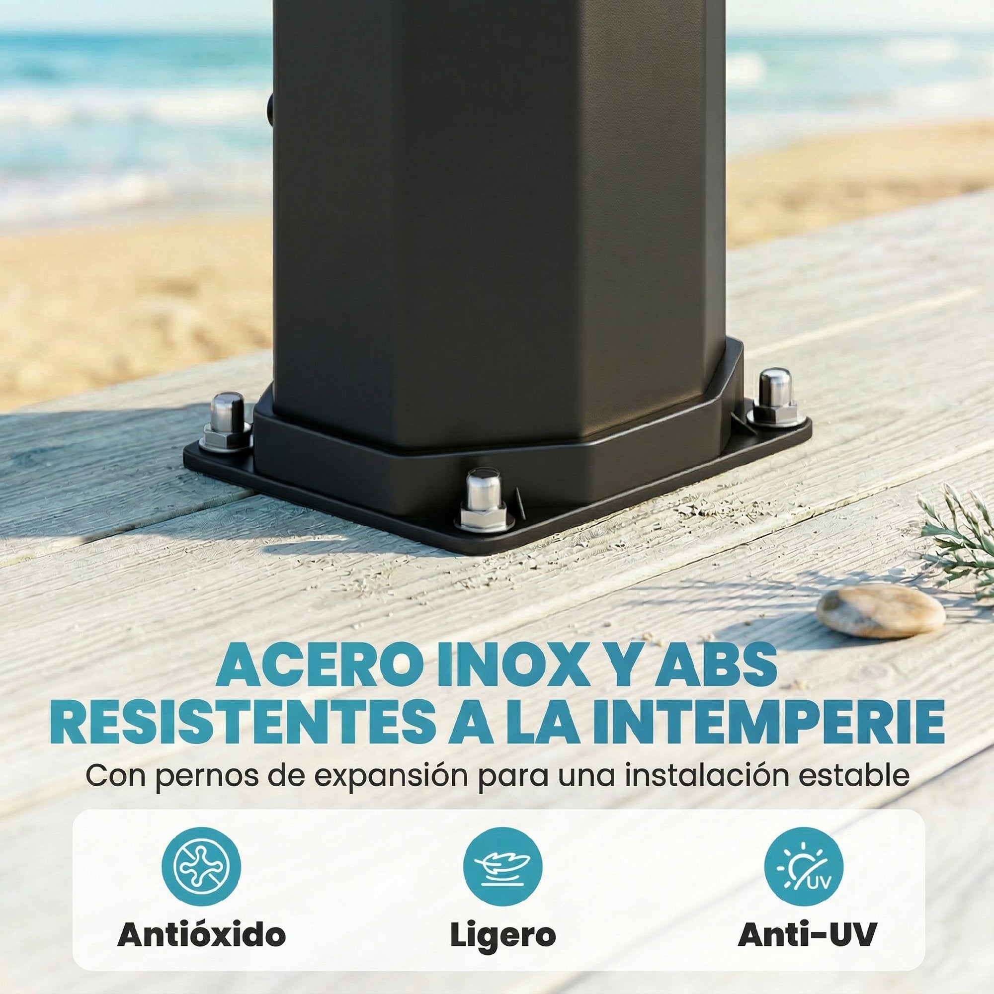 Outsunny Ducha Solar de Jardín 60 L Ducha Solar Exterior con Cabezal Rociador de Mano Grifo de Pies Agua Fría y Caliente Máx. 60 °C Conexión Manguera para Piscina Camping Patio 21,8x18,2x227 cm Negro