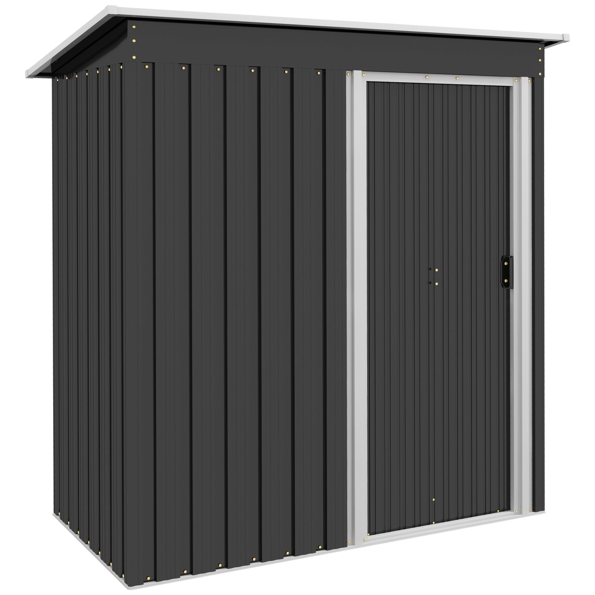 Outsunny Caseta de Jardín Exterior 1,16 m² 163x89x182 cm Cobertizo de Jardín Exterior Metálico con Puerta Corredera y Techo Inclinado Armario para Jardín Terraza Patio Negro