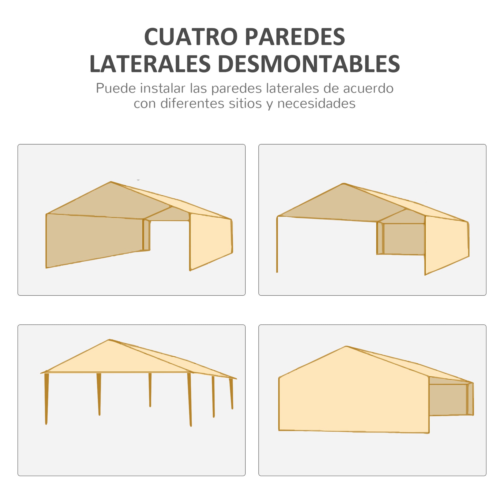 Outsunny Carpa de Jardín con Laterales Desmontables 6x3 m Gazebo Pabellón con 4 Ventanas Transparentes 12 Orificios de Drenaje y Marco de Acero Anti-UV Impermeable Cenador para Exterior Terraza Blanco