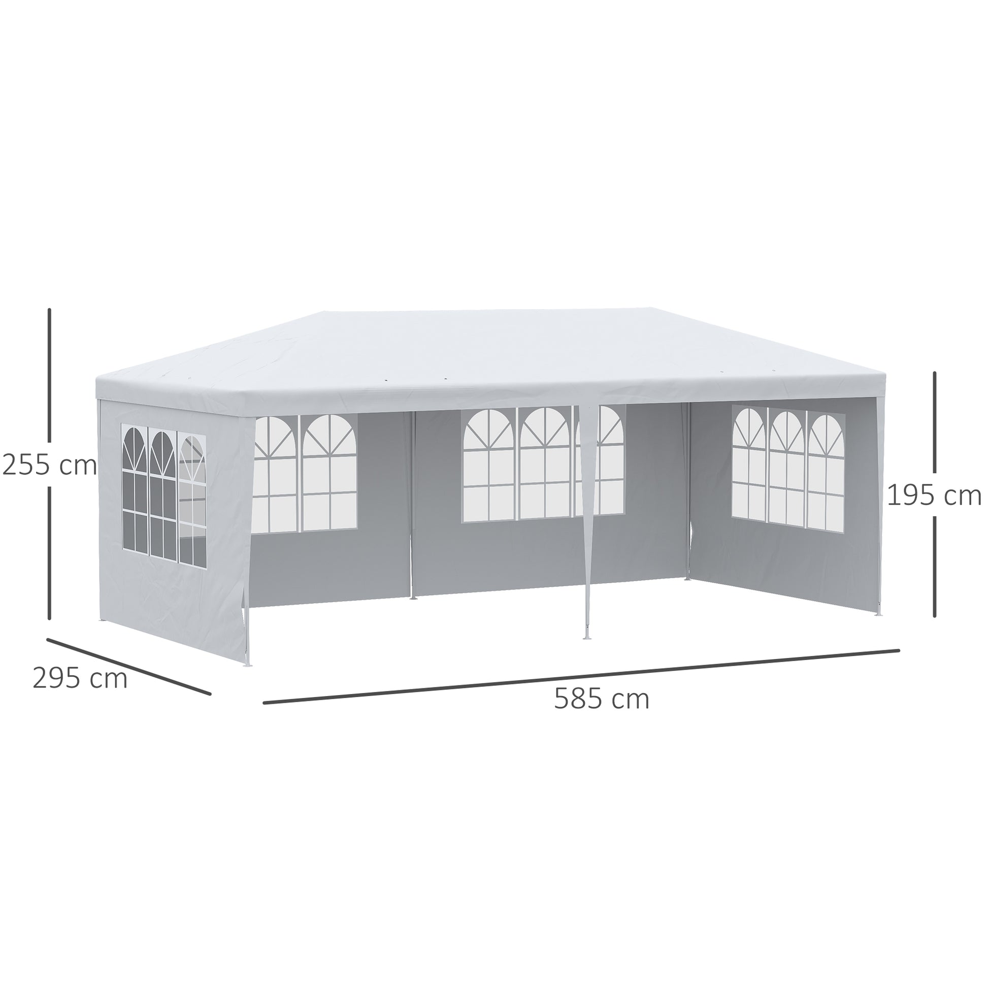 Outsunny Carpa de Jardín con Laterales Desmontables 6x3 m Gazebo Pabellón con 4 Ventanas Transparentes 12 Orificios de Drenaje y Marco de Acero Anti-UV Impermeable Cenador para Exterior Terraza Blanco
