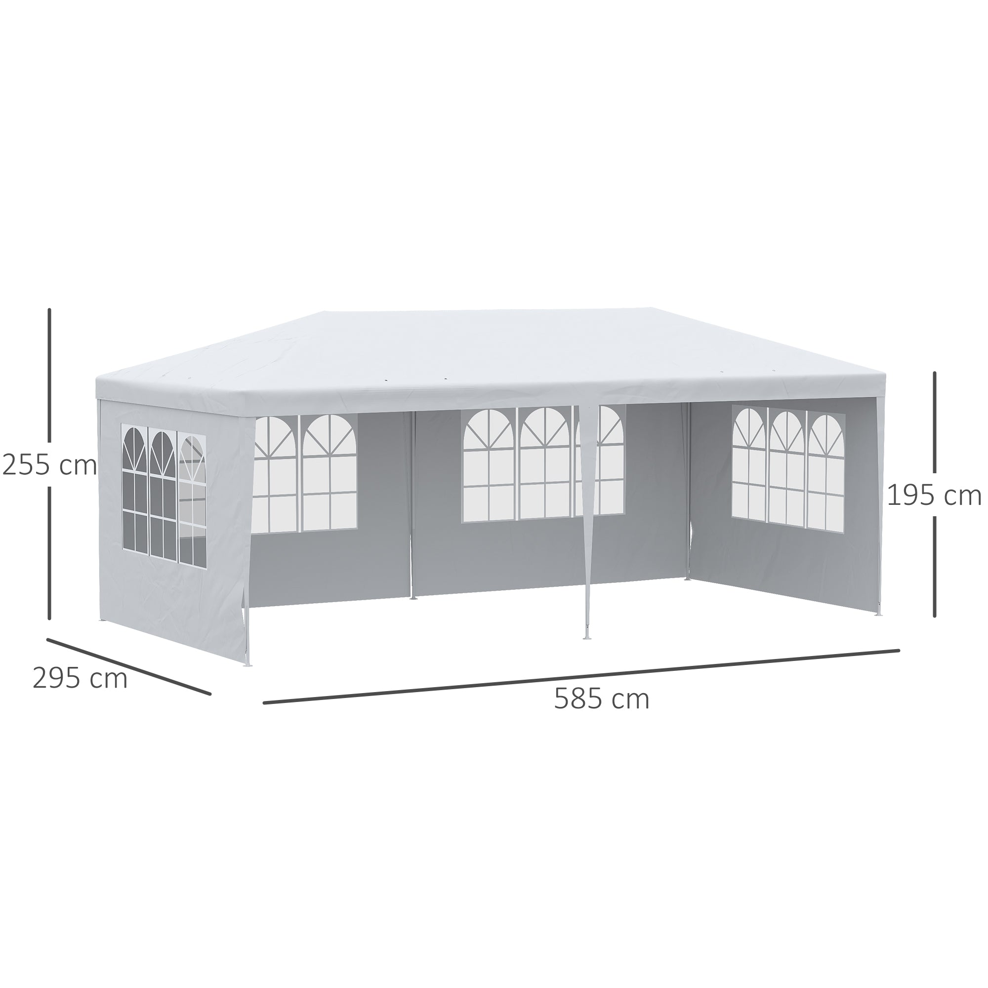 Outsunny Carpa de Jardín con Laterales Desmontables 6x3 m Gazebo Pabellón con 4 Ventanas Transparentes 12 Orificios de Drenaje y Marco de Acero Anti-UV Impermeable Cenador para Exterior Terraza Blanco