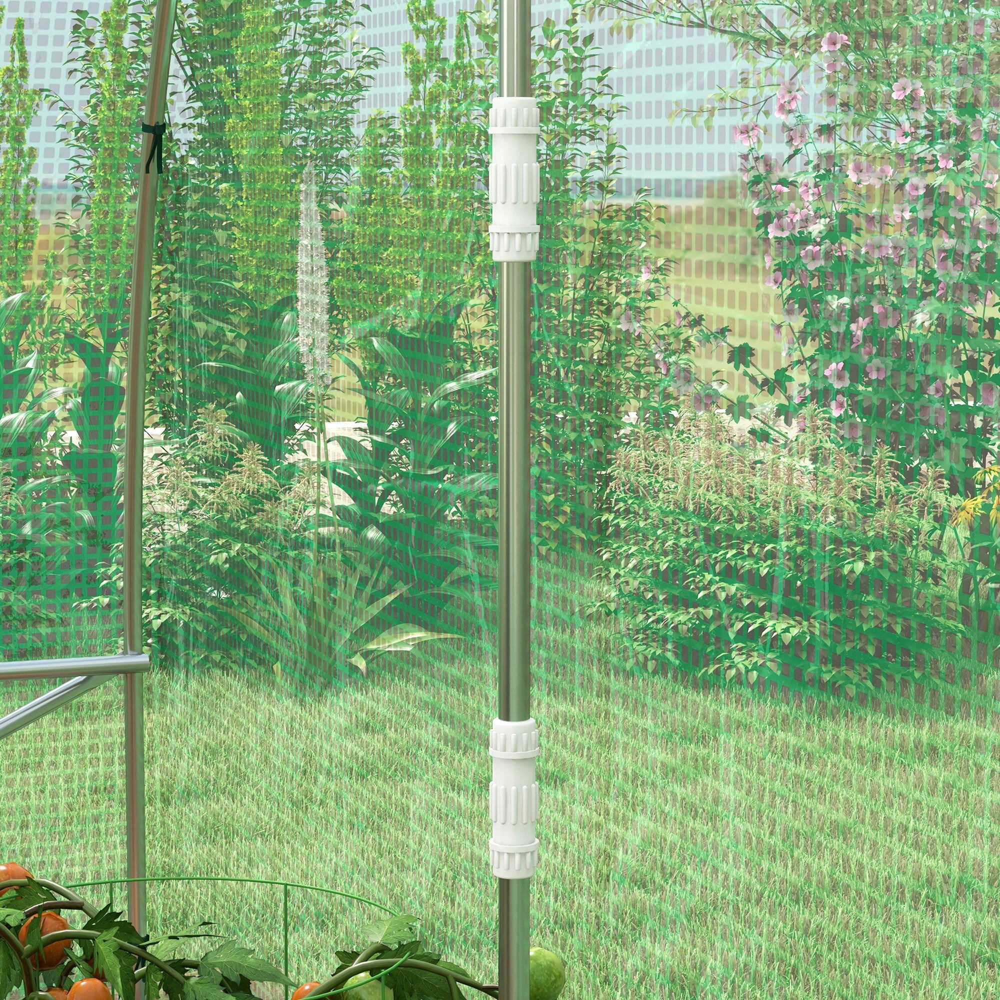 Outsunny Invernadero de Exterior 6x3x2 m, Invernadero de Túnel con Sistema de Riego, Puerta Enrollable, 12 Ventanas de Malla, Cubierta PE y Marco de Acero Galvanizado, Anti-UV, Impermeable, Verde