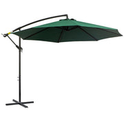 Outsunny Parasol Excéntrico Ø 295 cm Sombrilla de Jardín con Ángulo Ajustable Base Cruzada y Manivela Sombrilla para Terraza Patio Verde