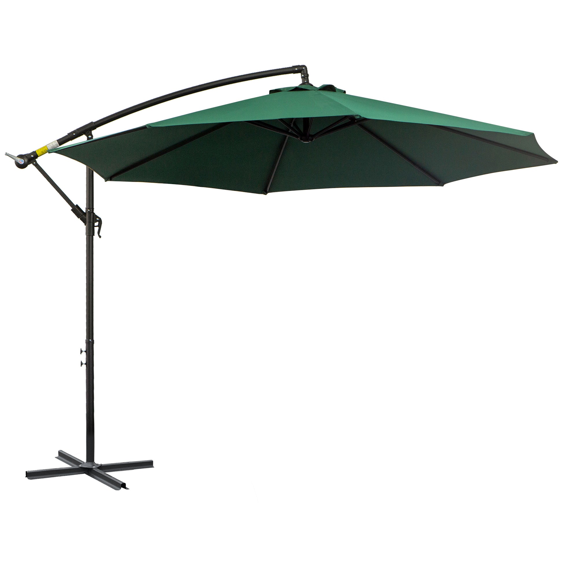 Outsunny Parasol Excéntrico Ø 295 cm Sombrilla de Jardín con Ángulo Ajustable Base Cruzada y Manivela Sombrilla para Terraza Patio Verde