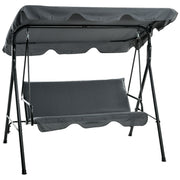 Outsunny Columpio de Jardín de 3 Plazas Balancín Exterior con Techo Ajustable y Marco de Acero para Balcón Terraza Patio Carga 240 kg 172x110x153 cm Gris