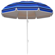 Outsunny Sombrilla de Playa Grande Ø180 cm Sombrilla de Terraza Exterior Plegable con Ángulo Ajustable Protección UV50+ Impermeable Mástil de Ø32 mm Multicolor