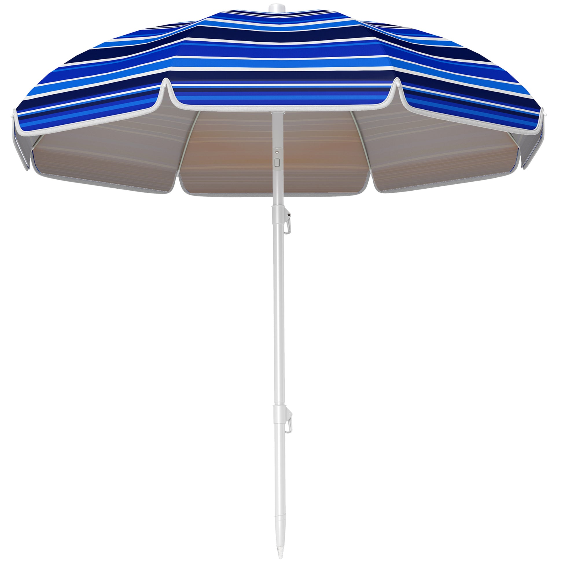 Outsunny Sombrilla de Playa Grande Ø180 cm Sombrilla de Terraza Exterior Plegable con Ángulo Ajustable Protección UV50+ Impermeable Mástil de Ø32 mm Multicolor