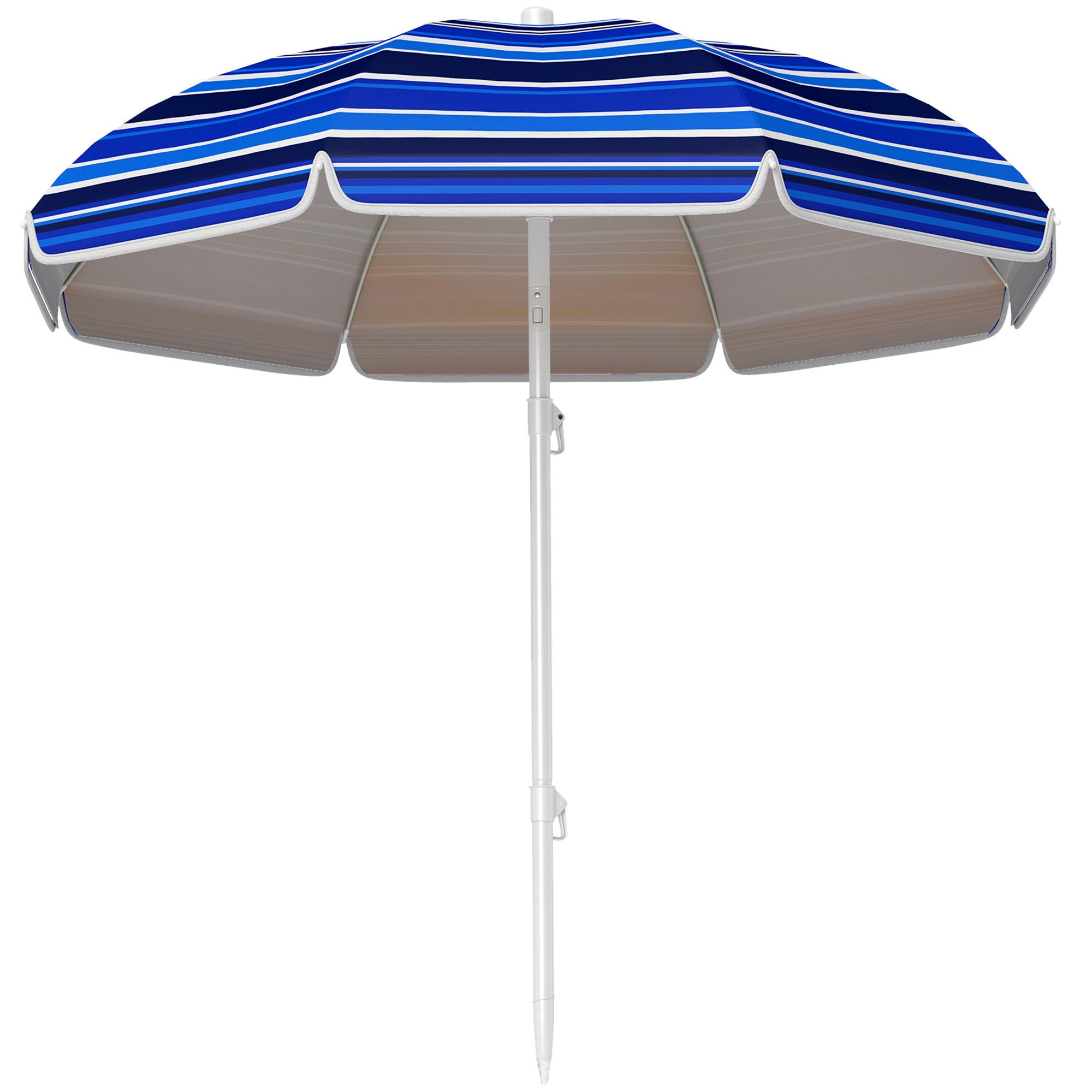 Outsunny Sombrilla de Playa Grande Ø180 cm Sombrilla de Terraza Exterior Plegable con Ángulo Ajustable Protección UV50+ Impermeable Mástil de Ø32 mm Multicolor