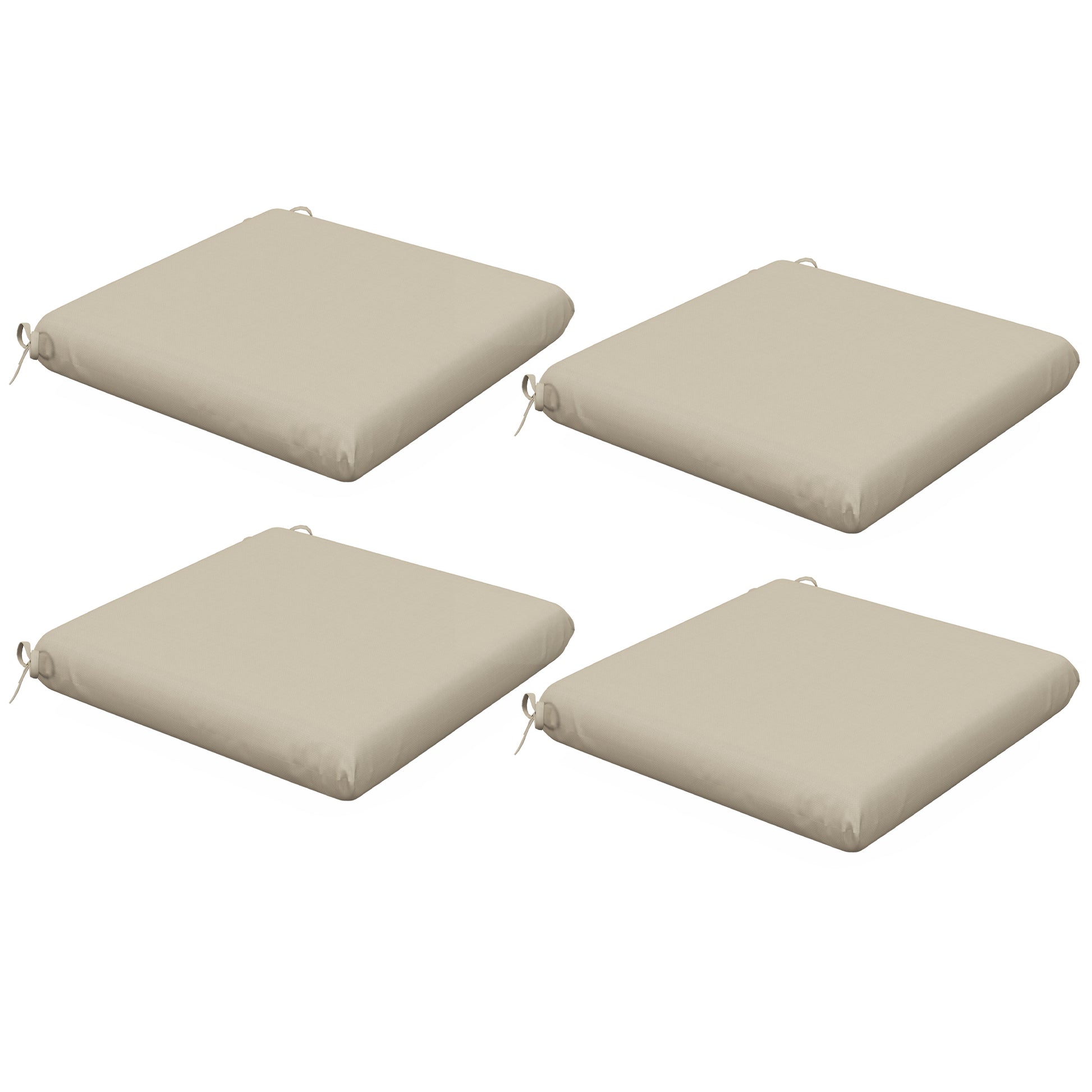 Outsunny Conjunto de Cojines para Sillas de Comedor 47x47x7 cm Juego de 4 Piezas Cojines para Sillas de Jardín Impermeable y Protección UV 50+ para Interior y Exterior Beige