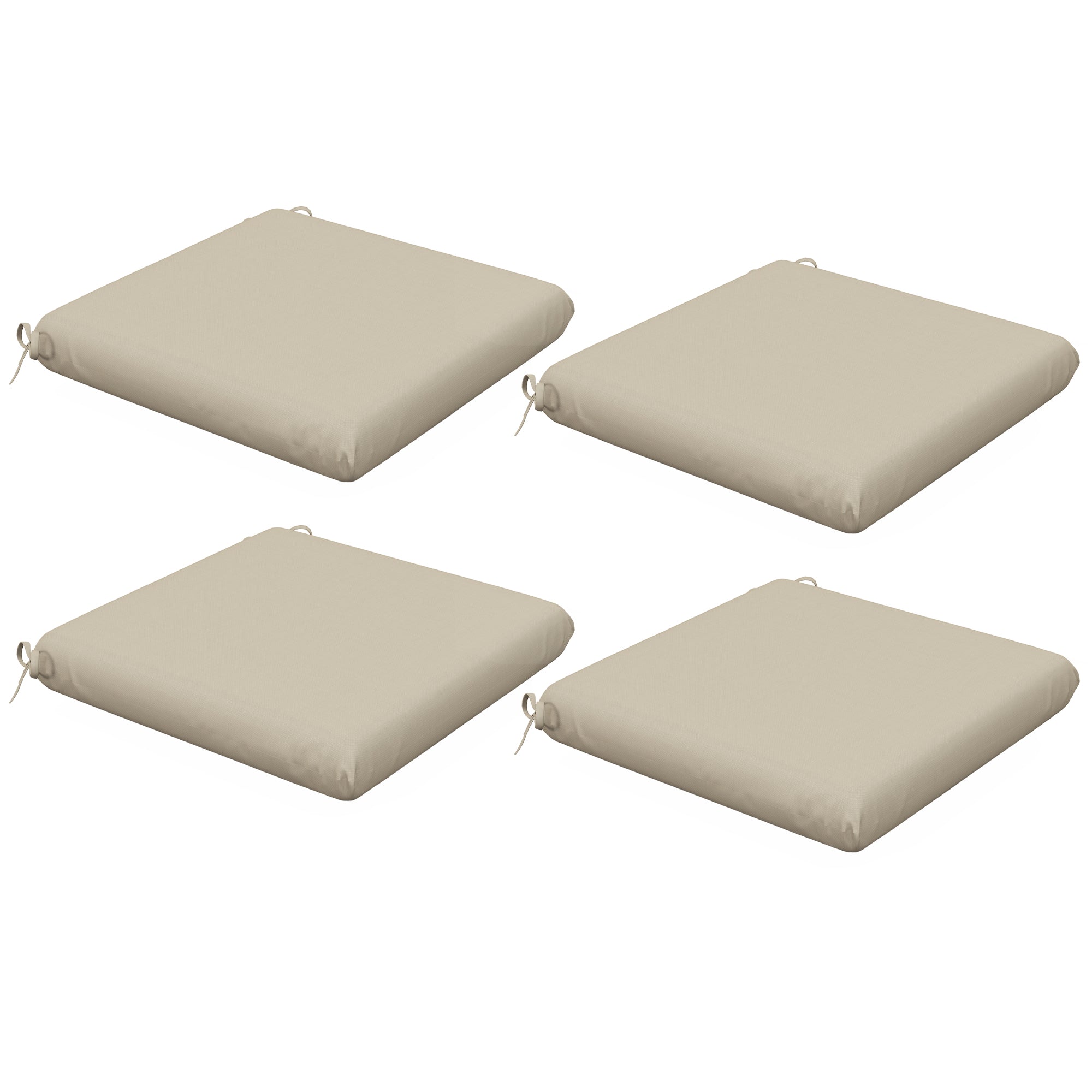 Outsunny Conjunto de Cojines para Sillas de Comedor 47x47x7 cm Juego de 4 Piezas Cojines para Sillas de Jardín Impermeable y Protección UV 50+ para Interior y Exterior Beige