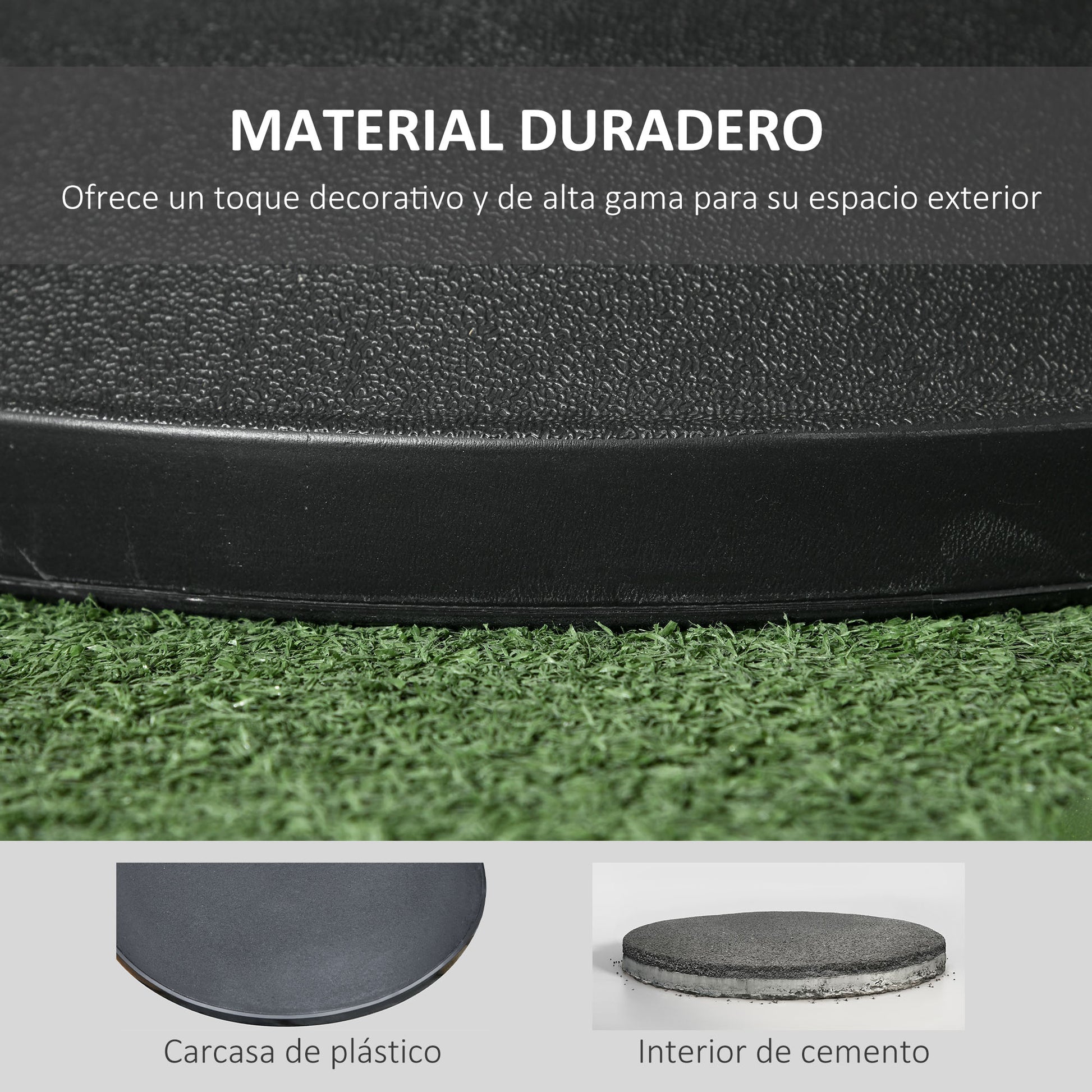 Outsunny Base para Sombrilla Redonda, 25 kg, Soporte de Parasol de Cemento, con Perilla, Pie para Sombrilla con Postes Ø35 mm, Ø38 mm, Ø48 mm, Fácil de Montaje, para Jardín, Patio, Terraza, Negro
