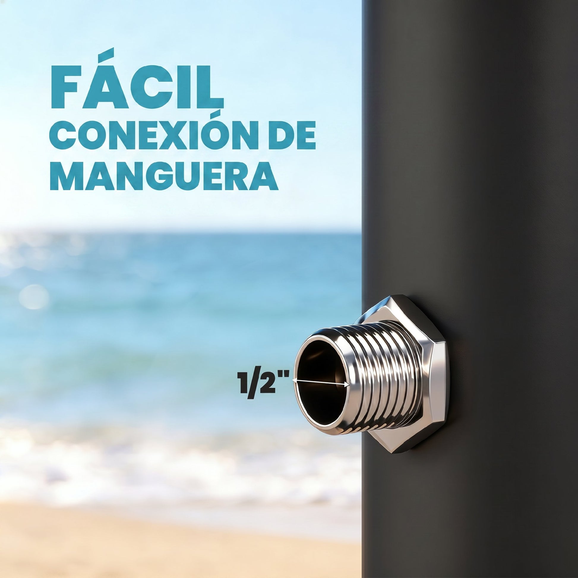 Outsunny Ducha Solar de Jardín 20L Ducha Solar Exterior con Cabezal Rociador de Mano Grifo Pies Agua Fría y Caliente Máx. 60 °C Protección contra Congelamiento para Piscina Camping 42x11x215 cm Negro