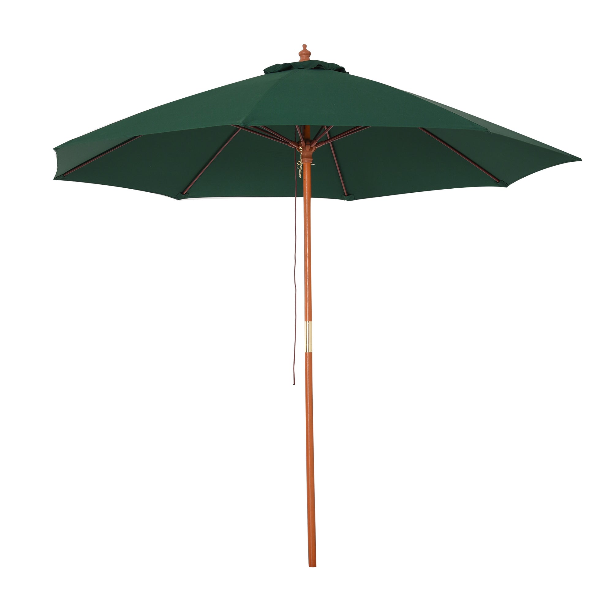 Outsunny Sombrilla Parasol con Poste Desmontable de Madera Ángulo Ajustable Ventilación Sistema de Polea para Exterior Jardín Patio Piscina Terraza Ø257x253 cm Verde Oscuro