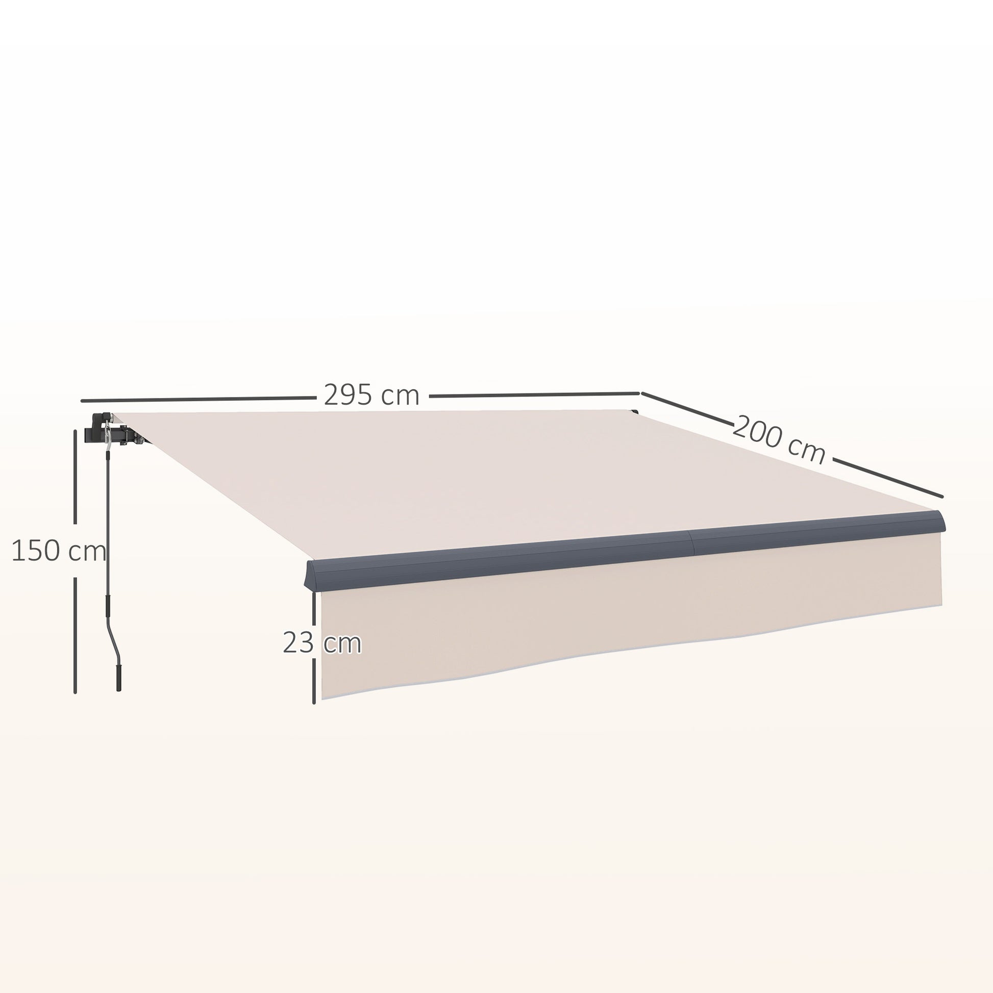 Outsunny Toldo Manual Retráctil 3x2 m Toldo Exterior Terraza Enrollable Ajustable con Manivela Protección UV50+ Estructura de Aluminio y Metal para Balcón Jardín Crema