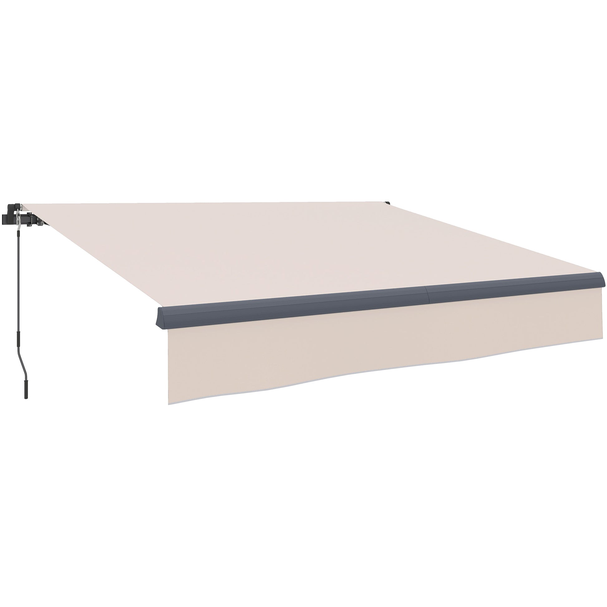 Outsunny Toldo Manual Retráctil 3x2 m Toldo Exterior Terraza Enrollable Ajustable con Manivela Protección UV50+ Estructura de Aluminio y Metal para Balcón Jardín Crema
