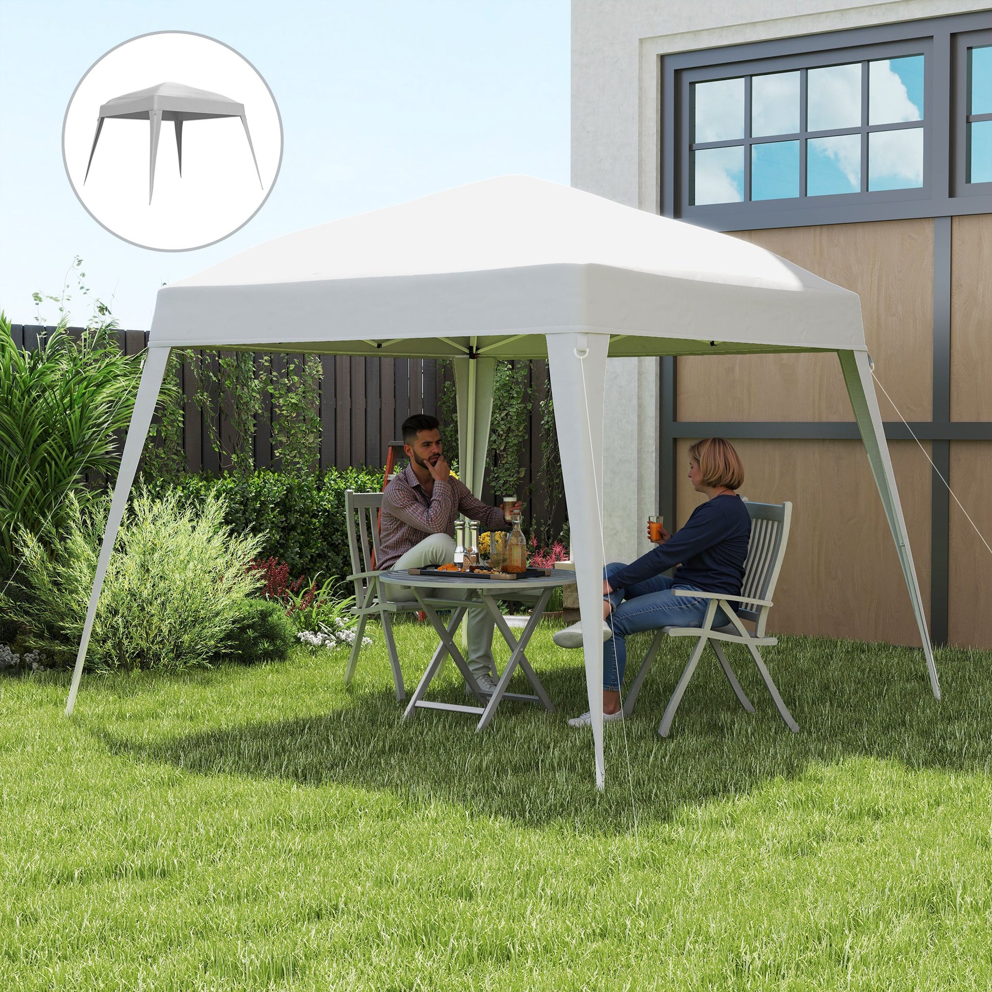 Outsunny Toldo de Pérgola de Recambio 3x3m Techo de Repuesto para Carpa Plegable de Jardín de Tela Oxford con Protección UPF 50+ Impermeable Cierres de Velcro y Ganchos Elásticos Blanco