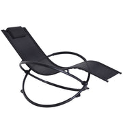 Outsunny Tumbona Mecedora de Jardín Plegable con Reposacabezas Extraíble Sillón Tumbona Ergonómica de Exterior Tela de Texteline para Patios Piscina al Aire Libre 154x80x84 cm Negro