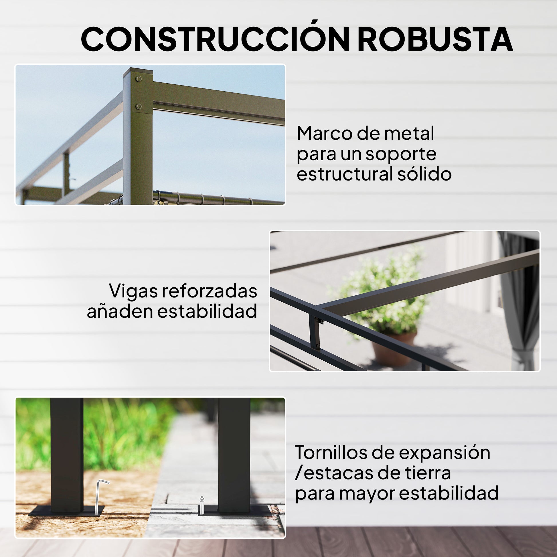Outsunny Pérgola de Jardín 3x3 m con Techo Retráctil y 4 Cortinas, Cenador de Jardín con Protección UV30+, Impermeable, Estructura Metálica, Pabellón para Patio, Terraza, Exterior, Gris Oscuro