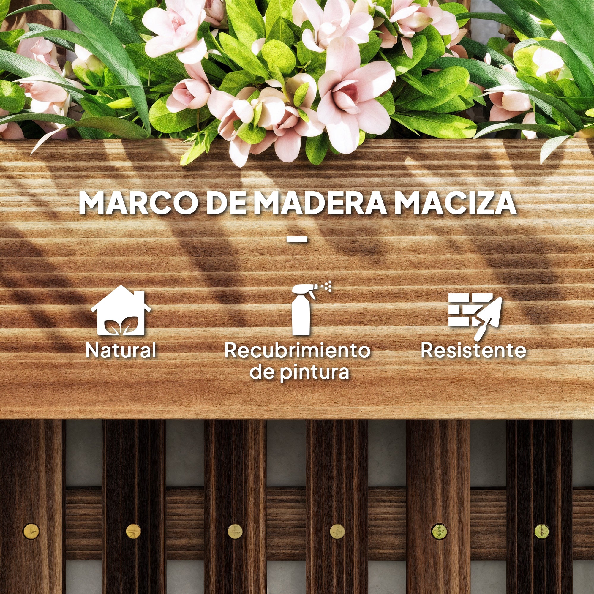 Outsunny Jardinera de Pared con Enrejado, Jardinera Exterior Grande de Madera con 3 Macetas Móviles y Orificio de Drenaje, para Exterior, Jardín, Terraza, Patio, 60x16x80 cm, Carbonizado