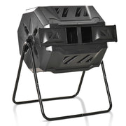 Outsunny Compostador Giratorio de 160L Contenedor de Compostaje de Jardín de Doble Cámara Compostadora con Aberturas de Ventilación y Patas de Acero 71x65x96 cm Negro
