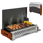 Outsunny Barbacoa de Carbón Plegable, Barbacoa Portátil, 50,5x34x33 cm, con Bandeja de Carbón Extraíble, para Camping, Picnic, Fiesta en Jardín, Negro