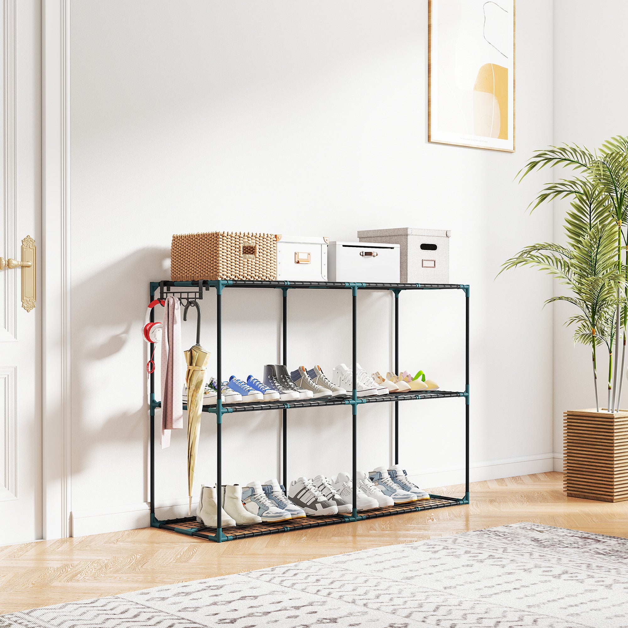 Outsunny Soporte para Plantas de 3 Niveles para Interior y Exterior, Estantería para Plantas de Acero, Resistente y Estable, Estante para Macetas, Patio, Jardín, Balcón, Verde Oscuro