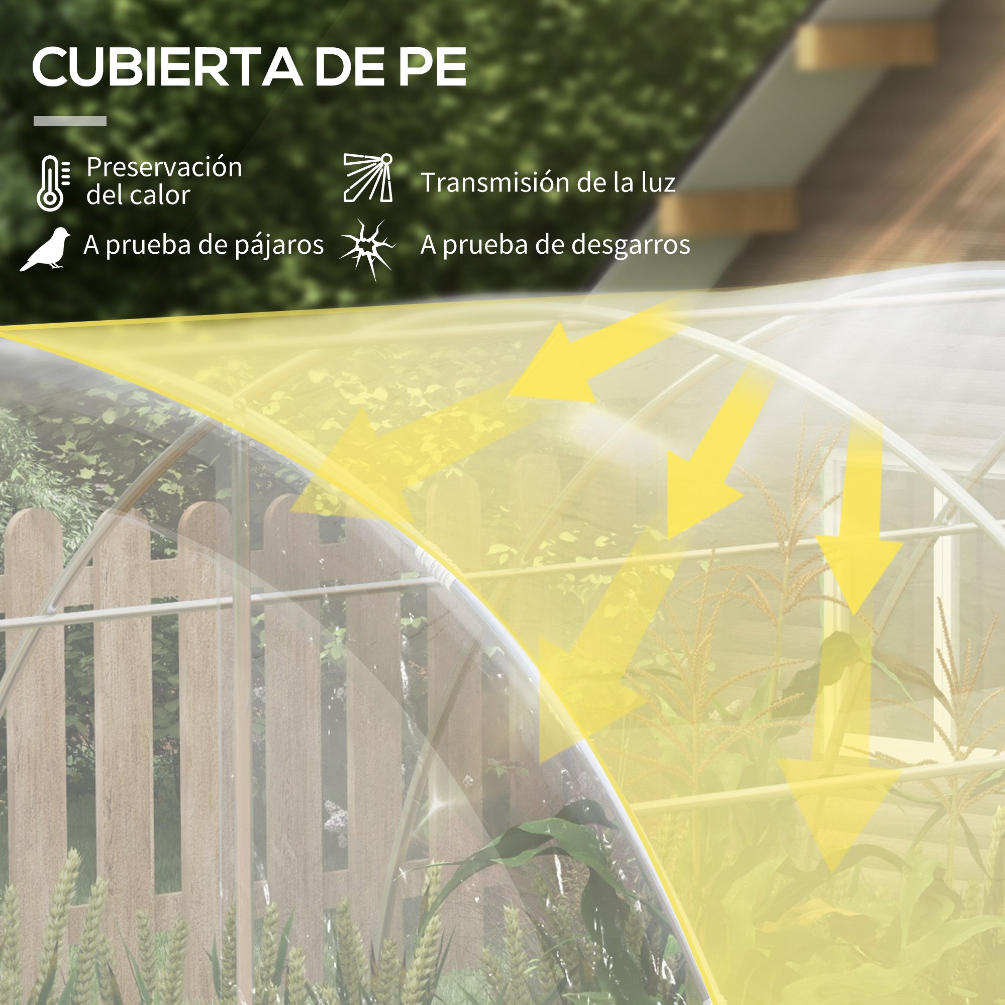 Outsunny Invernadero de Túnel 4x3x2 m Invernadero de Jardín con 2 Puertas Invernadero de Huerto para Cultivos Plantas Flores Transparente