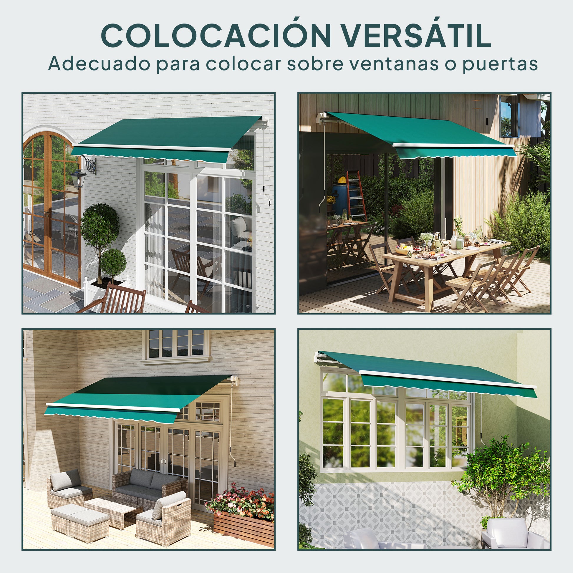 Outsunny Techo de Repuesto para Toldo 282x250 cm, Lona para Toldo con Protección UV 50+, Impermeable, Tela de Repuesto para Patio, Terraza, Jardín, Balcón, Verde