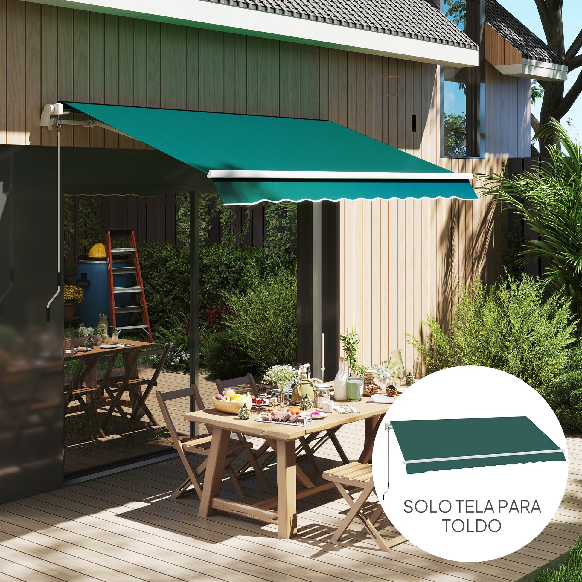 Outsunny Techo de Repuesto para Toldo 282x250 cm, Lona para Toldo con Protección UV 50+, Impermeable, Tela de Repuesto para Patio, Terraza, Jardín, Balcón, Verde