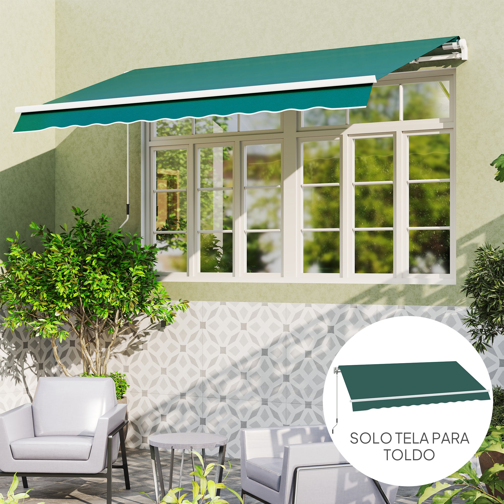 Outsunny Techo de Repuesto para Toldo 282x250 cm, Lona para Toldo con Protección UV 50+, Impermeable, Tela de Repuesto para Patio, Terraza, Jardín, Balcón, Verde