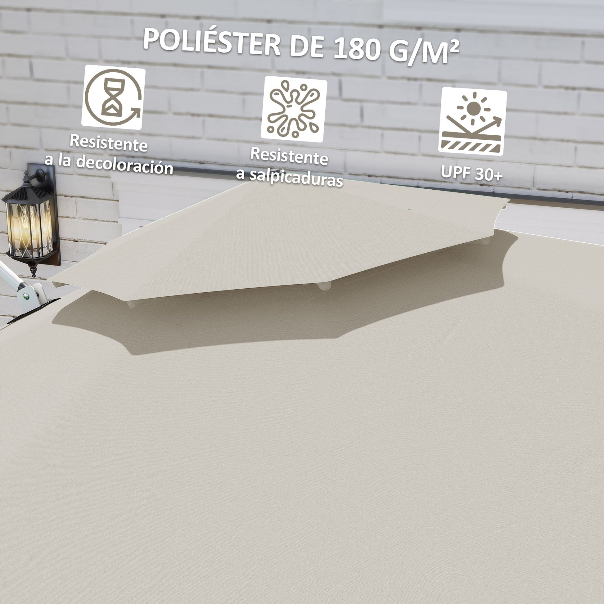 Outsunny Sombrilla de Jardín Ø292 cm Parasol Excéntrico con Manivela Giratorio 360° Inclinación Ajustable Doble Techo y Base Cruzada Sombrilla para Terraza Exterior Patio Gris Claro