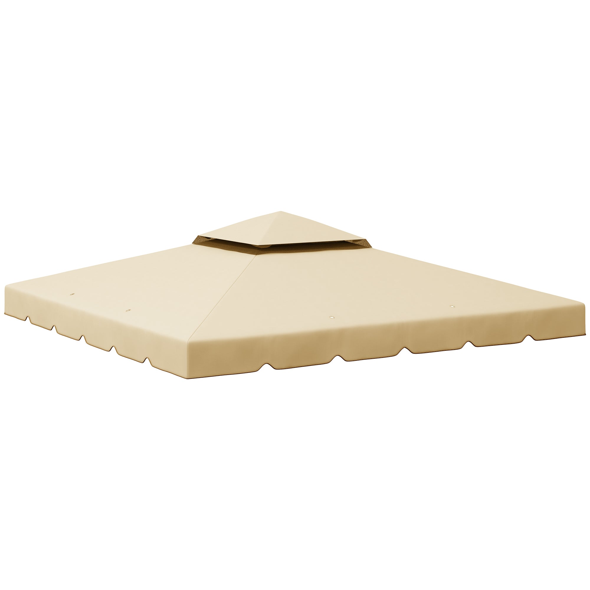 Outsunny Techo de Repuesto para Cenador 3x3 m Cubierta de Repuesto con Techo Doble con 8 Orificios de Drenaje Toldo de Recambio para Pabellón Gazebo Beige