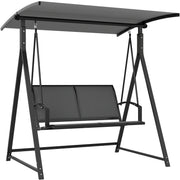 Outsunny Columpio de Jardín Exterior de 2 Plazas Balancín de Jardín Exterior con Toldo Ajustable 90° Protección UV 30+ y Estructura Triangular de Metal Carga 220 kg 160x112x162 cm Gris Oscuro