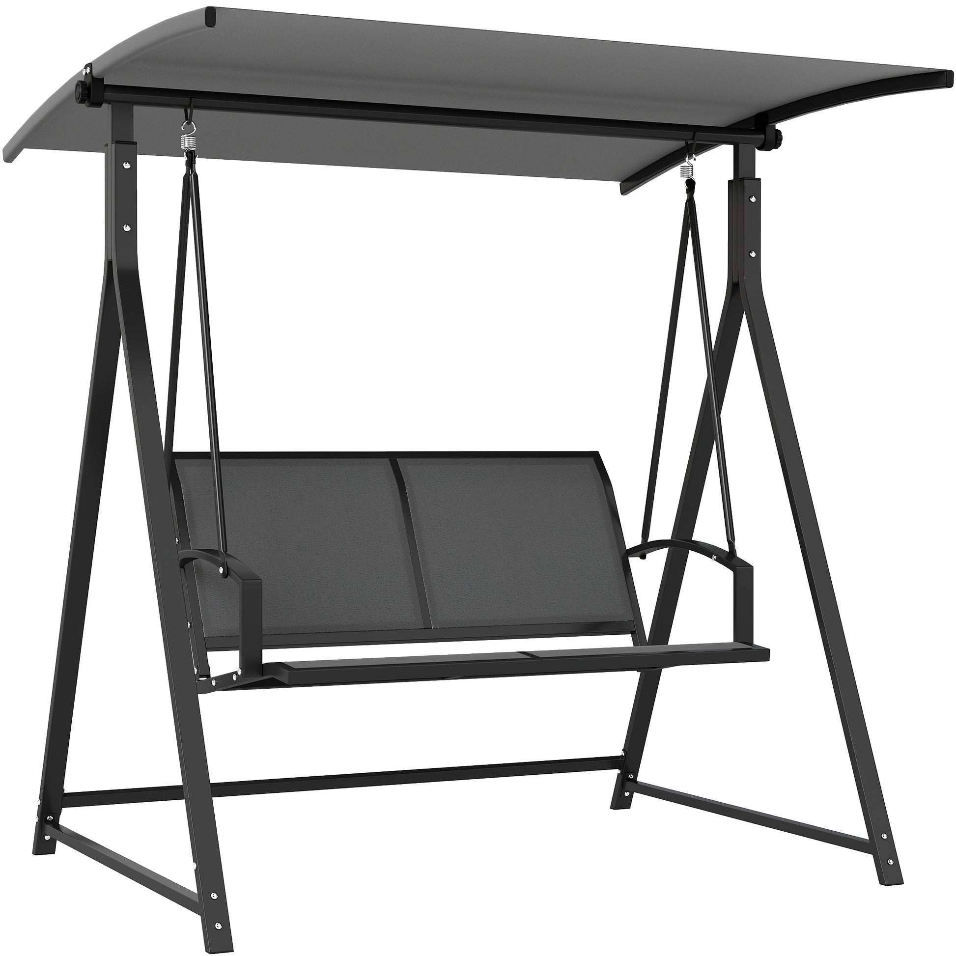Outsunny Columpio de Jardín Exterior de 2 Plazas Balancín de Jardín Exterior con Toldo Ajustable 90° Protección UV 30+ y Estructura Triangular de Metal Carga 220 kg 160x112x162 cm Gris Oscuro
