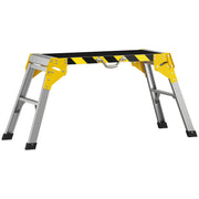 HOMCOM Banco de Trabajo Plegable de Aluminio, Mesa de Taller con Asa, Antideslizante, Tiras Reflectantes, Carga 150 kg, 110x32x50 cm, Negro